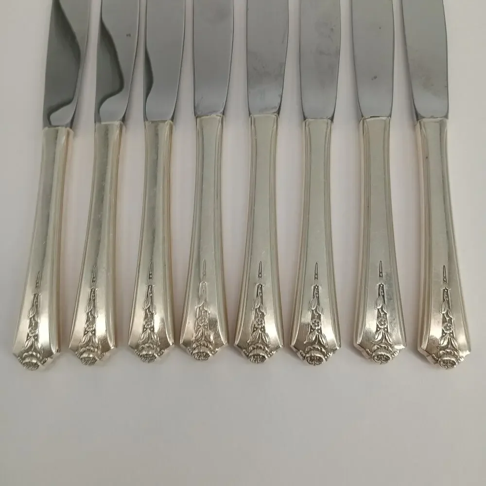 8X BK c1949 SPRING GARDEN Silverplated Butter Forks Holmes Flatware